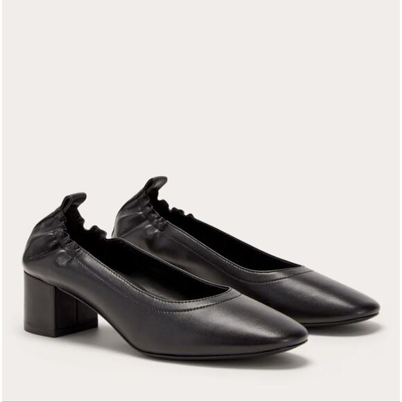 Everlane Shoes - Everlane The Day Heel Black Leather Block Shoes Women's Size 6 Ballet Flats